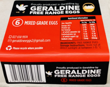 Geraldine Free Range Mixed Grade Egg 6pk